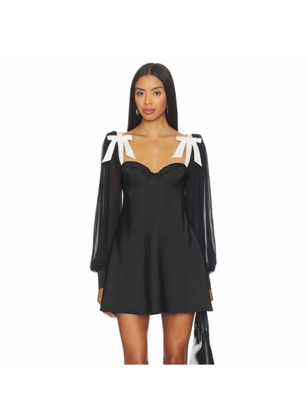 Majorelle Revolve Baylee Black Coquette Bow Bustier Mini Dress Size XS NWT